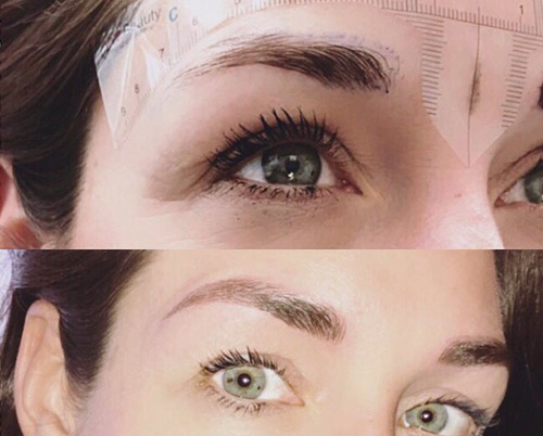 microblading, hairstroke voor en na